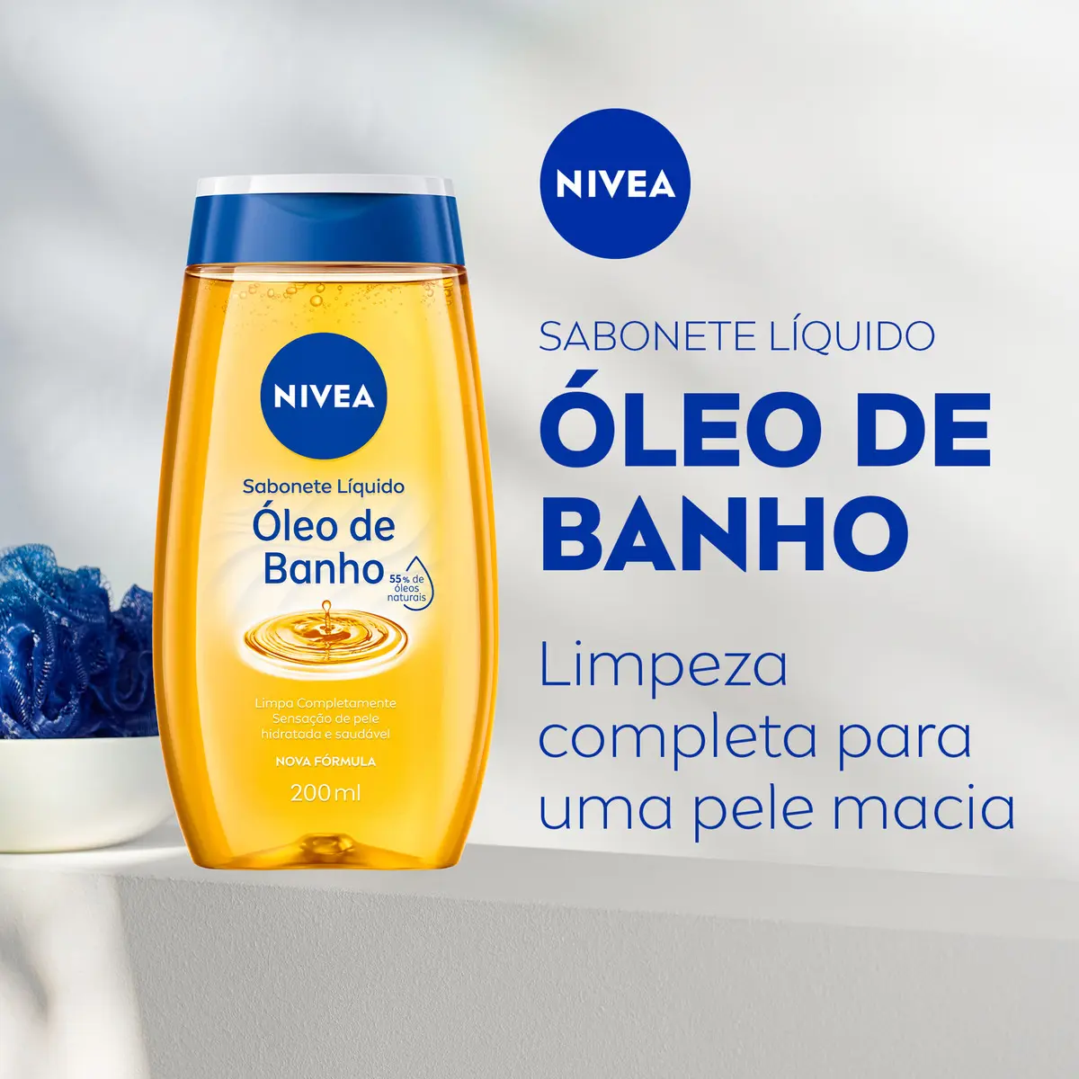 NIVEA Sabonete Líquido Óleo de Banho 200ml com 55% de Óleos Naturais - Imagem 2