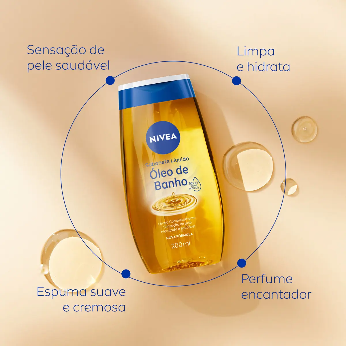 NIVEA Sabonete Líquido Óleo de Banho 200ml com 55% de Óleos Naturais - Imagem 5