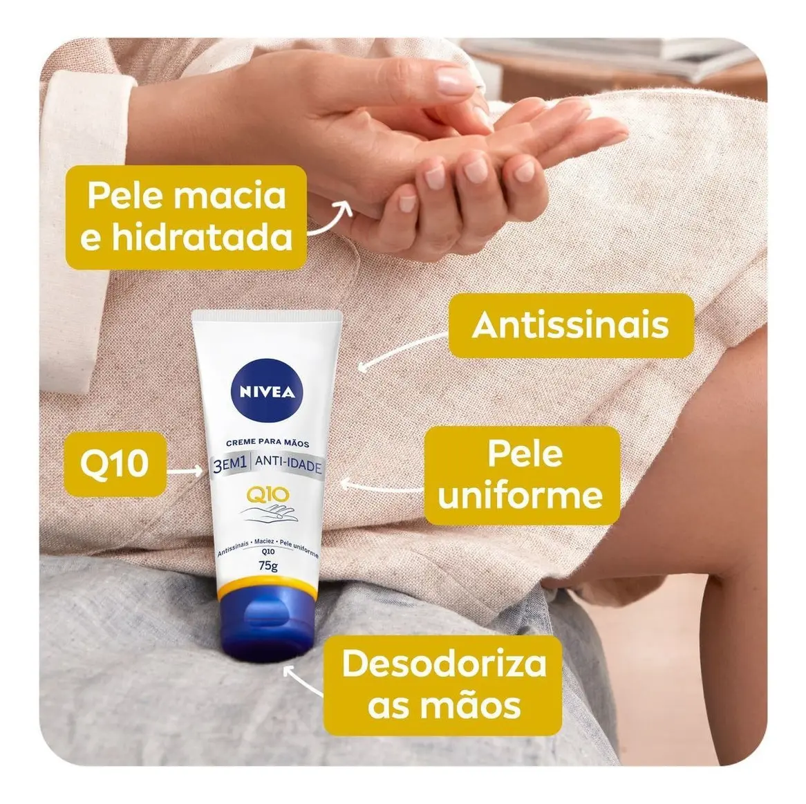 NIVEA Creme para Mãos Q10 Plus Reparação 75g Antissinais - Imagem 3