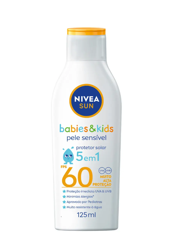 NIVEA SUN Protetor Solar Kids & Babies Pele Sensível FPS 60 125ml