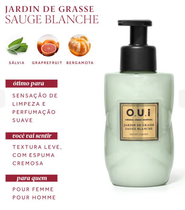 O.U.i Sabonete Líquido Sauge Blanche 200ml para Mãos e Corpo - Imagem 2