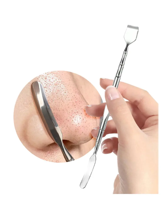 Espátula Removedora de Cravos Multiuso em Aço Inox | Extrator para Limpeza Facial e Cuidados com a Pele